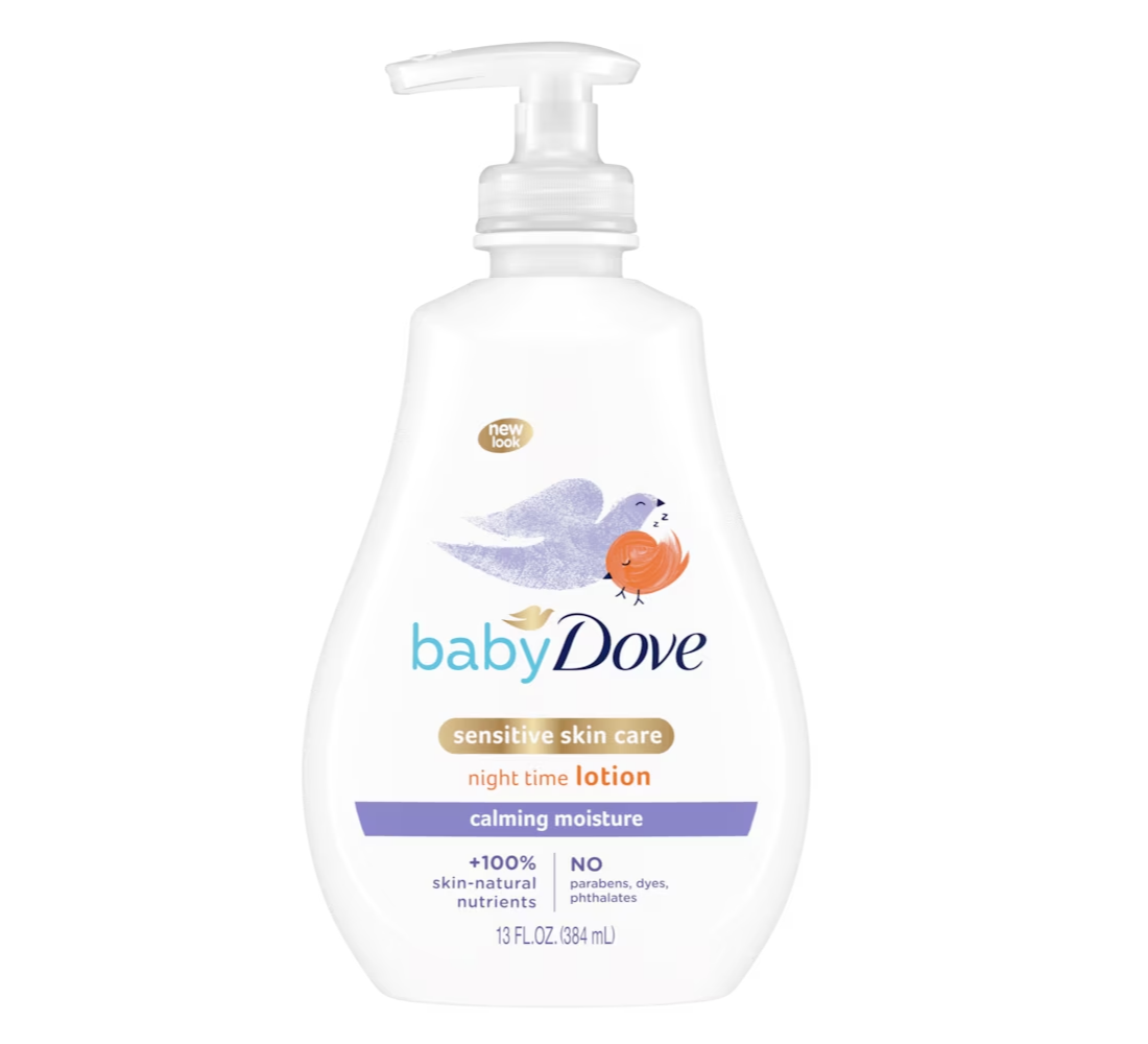 Baby Dove Sensitive Skin Care Baby Lotion For a Soothing Scented Lotion Calming Moisture Hypoallergenic and Dermatologist-Tested 13 oz